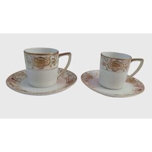 Pair Noritake Christmas Ball M Demitasse Cup Saucer Japan